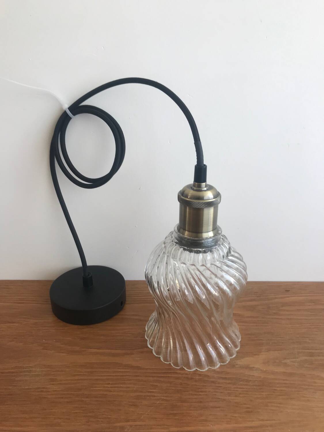 Pendant Light With Vintage Twisted Glass Globe Electrical System New