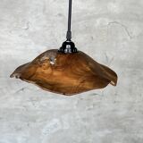 Small pendant light in corrugated teak leaf (Small D:30 H:20)