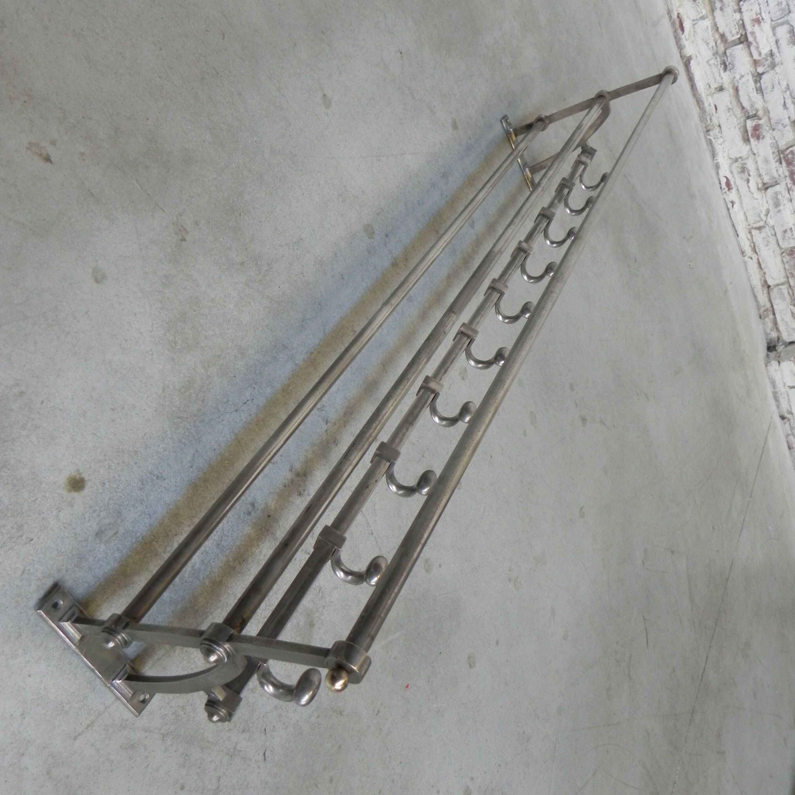 Art Deco wall coat rack with 10 hooks