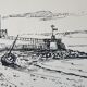 André Duculty (1912-1990) India ink on paper "Beachside" Signed lower right