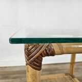 Wicker coffee table with glass top