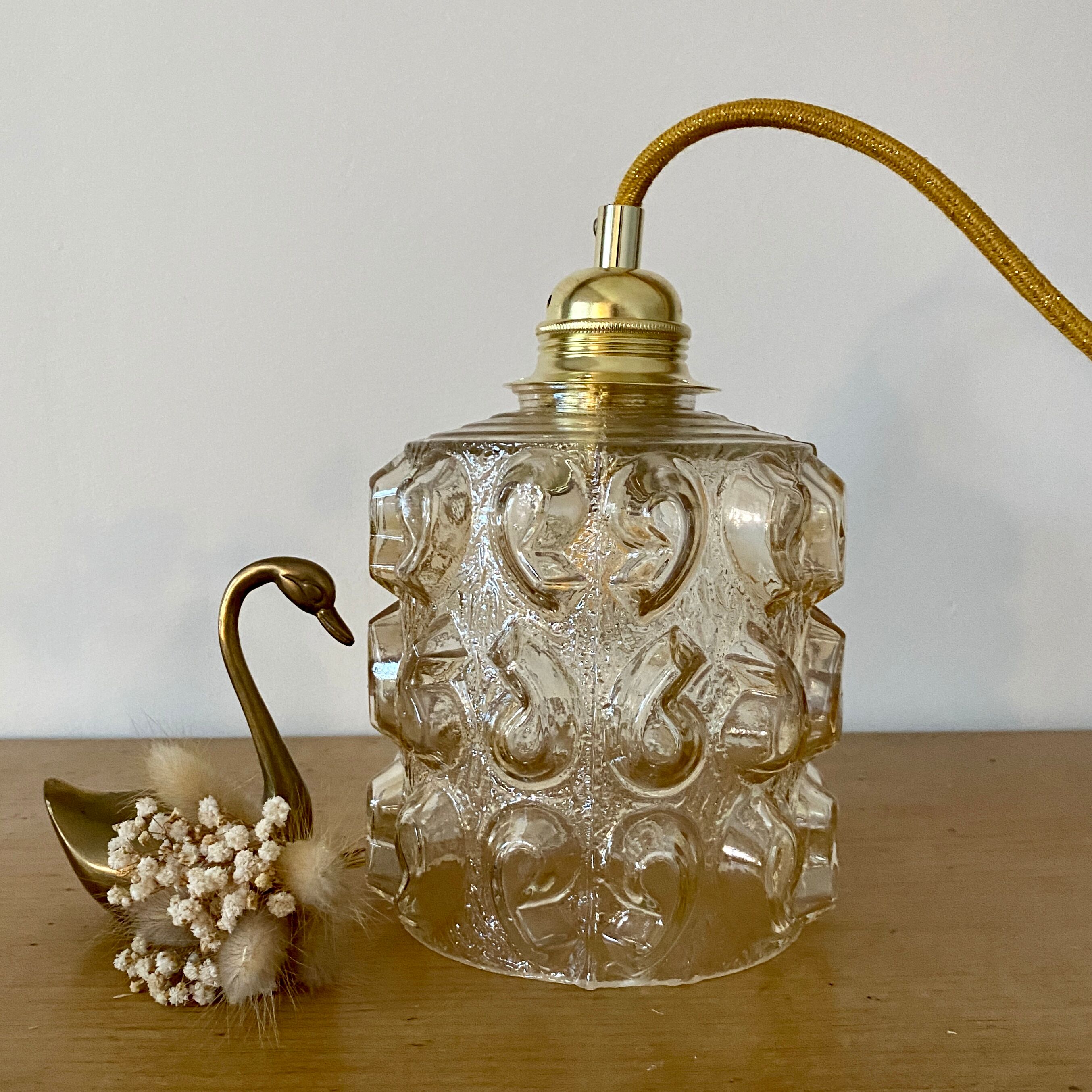 Vintage amber glass tulip walker