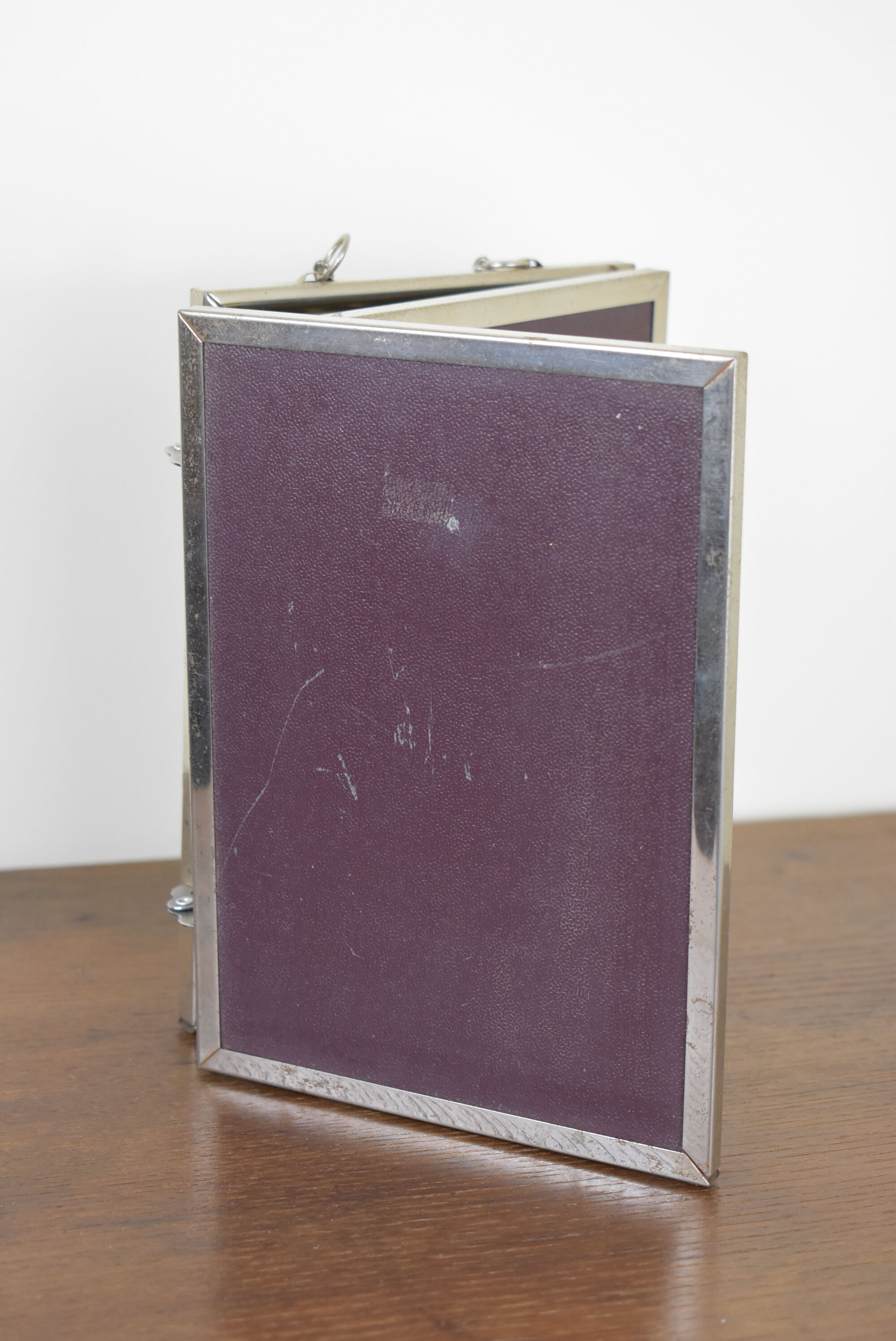 chrome vintage triptych mirror 46x19cm