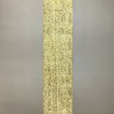 Distressed Turkish Narrow Runner 267x63 cm wool Vintage rug, Overdyed Yellow