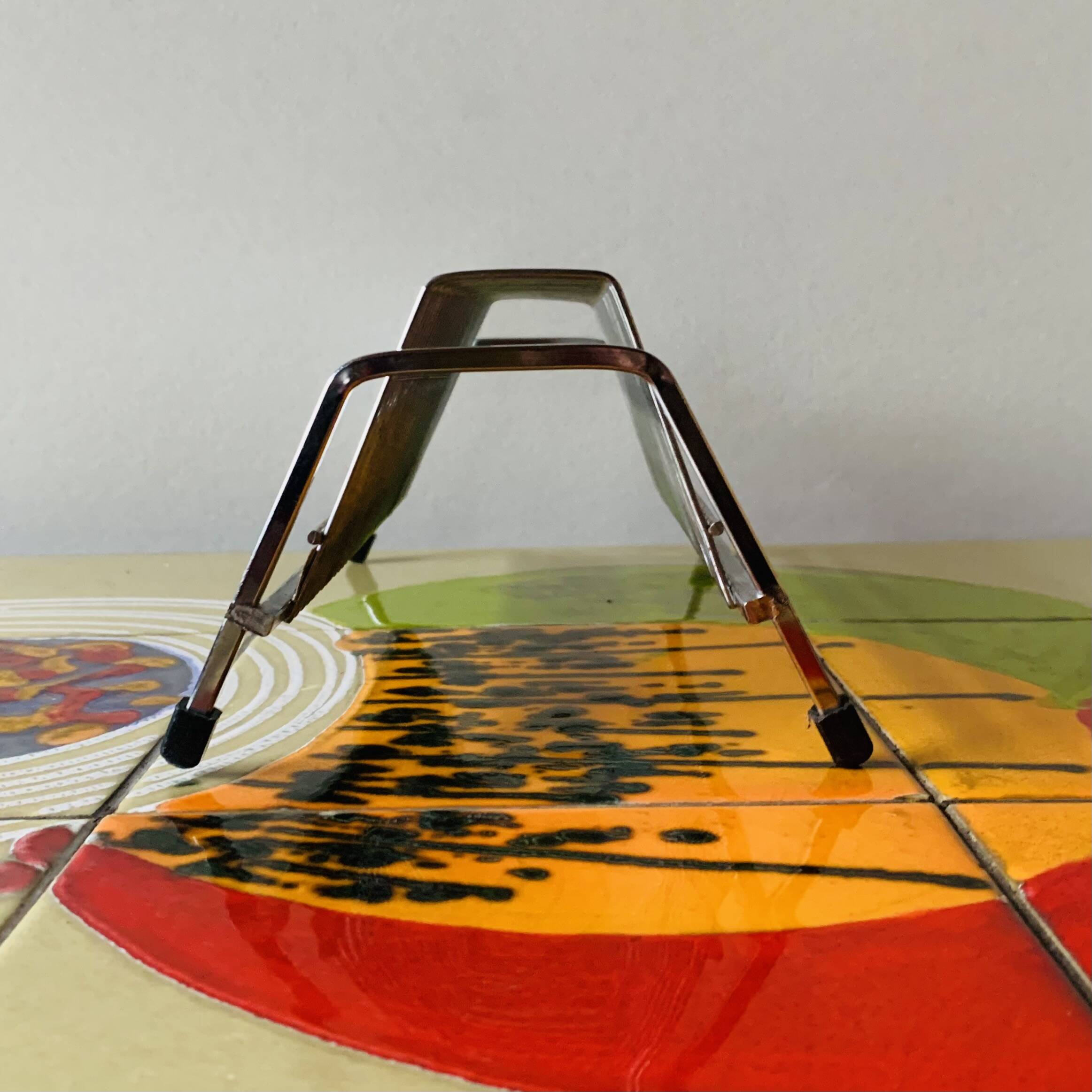 Porte-vinyles vintage en métal chromé - pour 36 disques