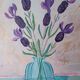 Painting depicting a bouquet of lavender flowers