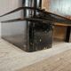 Art Decò bedside tables in walnut burl with pink glass top