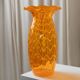 Vintage XL Murano glass vase Fenton - Italy 1970s - Orange with white stripes