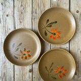 Set of 3 stoneware plates Atelier d'Art Sarreguemines