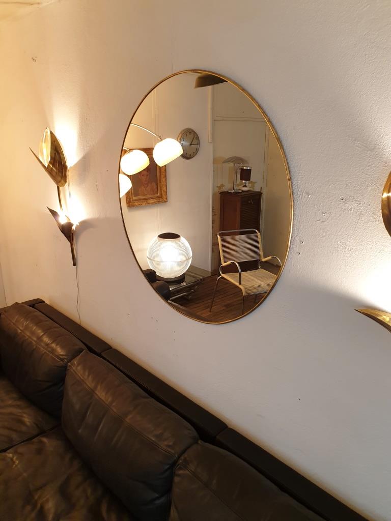 Brass round mirror 100cm