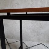 Side table or console teak and vintage metal