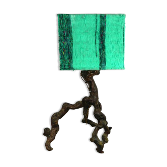 Large wooden lamp of vine stump