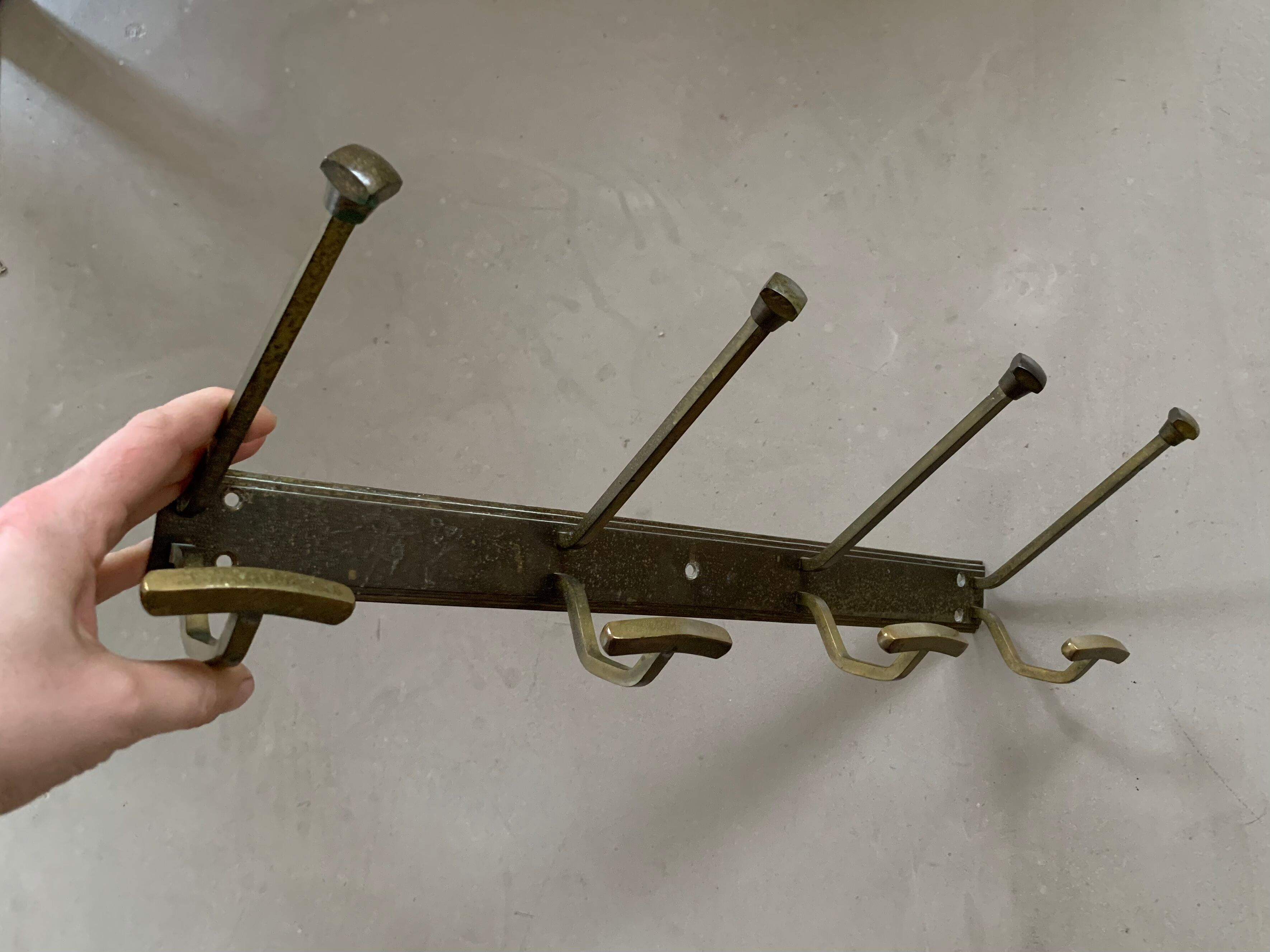 Antique brass wall coat rack