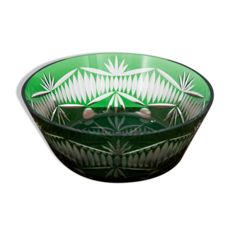Green crystal bowl, Poland, 1960s