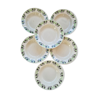 Set of 6 hollow plates Paulette by H.B.C Choisy Le Roi