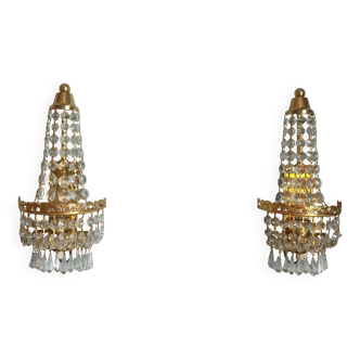 Pair of vintage Presiosa crystal wall lights