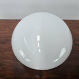 Lampe de table en verre blanc des années 70 avec interrupteur tactile