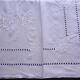 Antique sheet in white linen thread embroidered with the monogram CG+flowers+days with return-234x360cm
