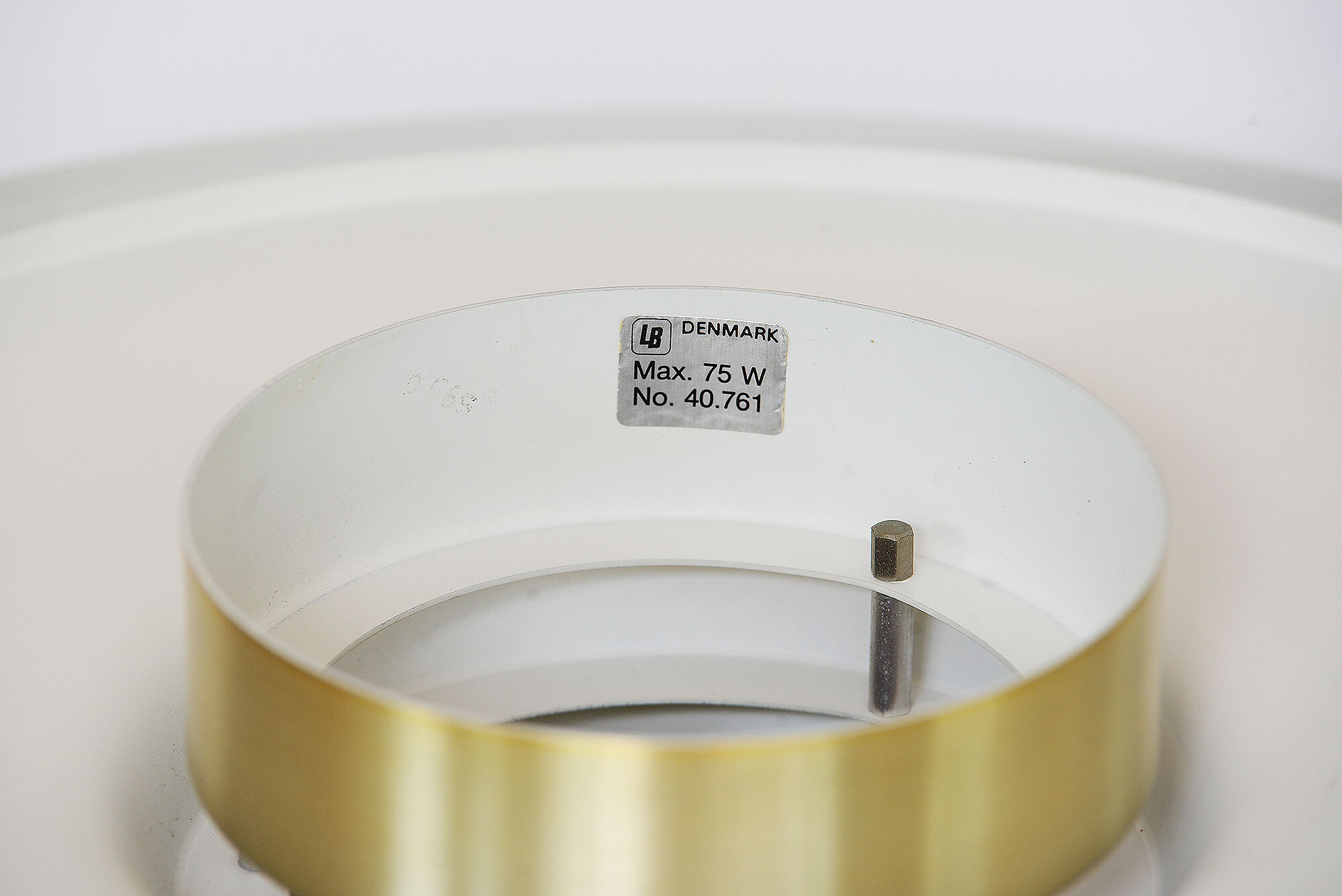 Brass coloured aluminium pendant light from Lyskaer. Denmark 1970s