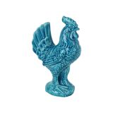 Vintage Chinese Glazed Ceramic Turquoise Rooster Chicken Statue Sculpture
