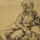 Charcoal on paper by Bernardin or Barnadouin Garçon à la gavroche
