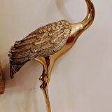 Vintage heron in gilded and solid brass