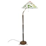 Lampadaire réglable en noyer et laiton des années 1940, Rupert Nikoll Vienne, Autriche, années 1950