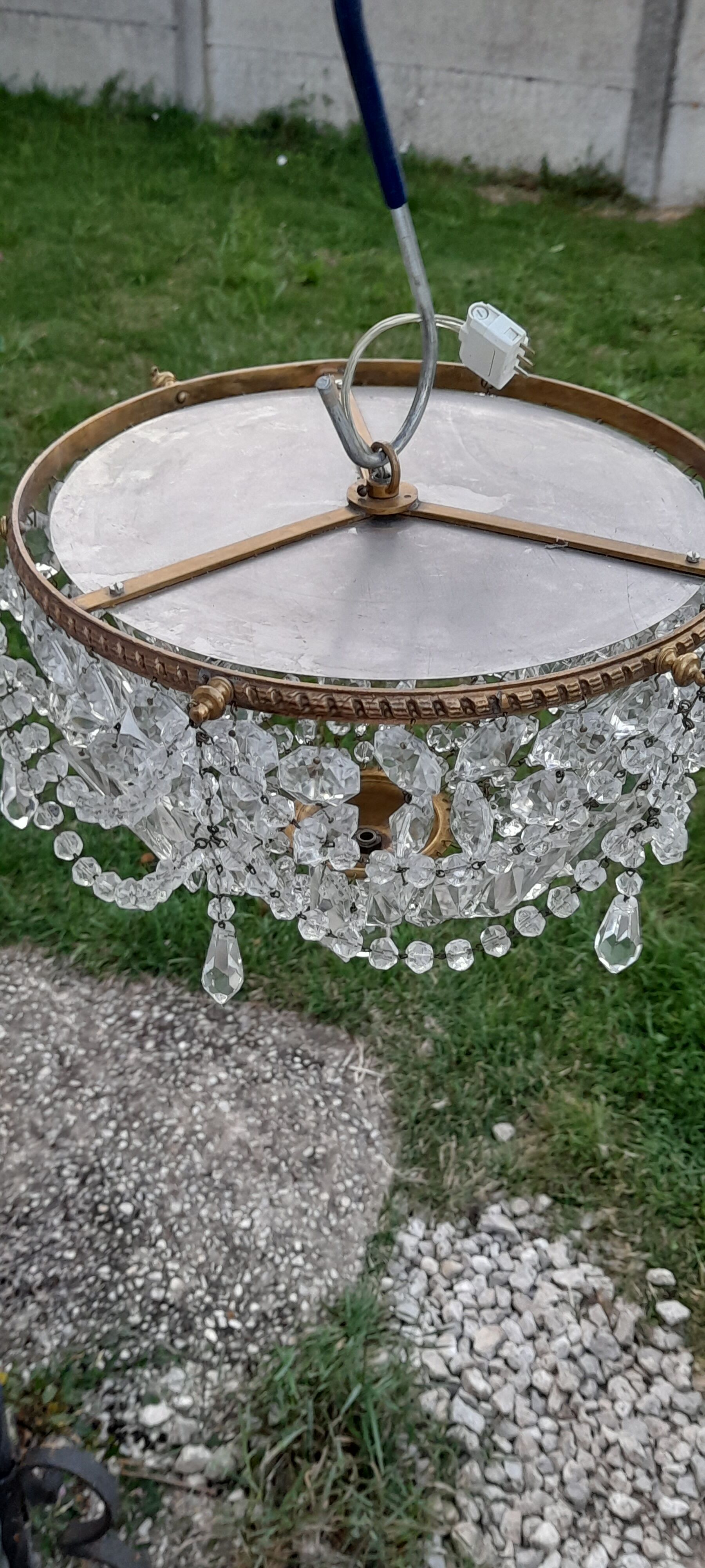 Bronze ceiling chandelier with crystal grapevines diam 30 cm
