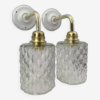 Pair of vintage glass wall lights