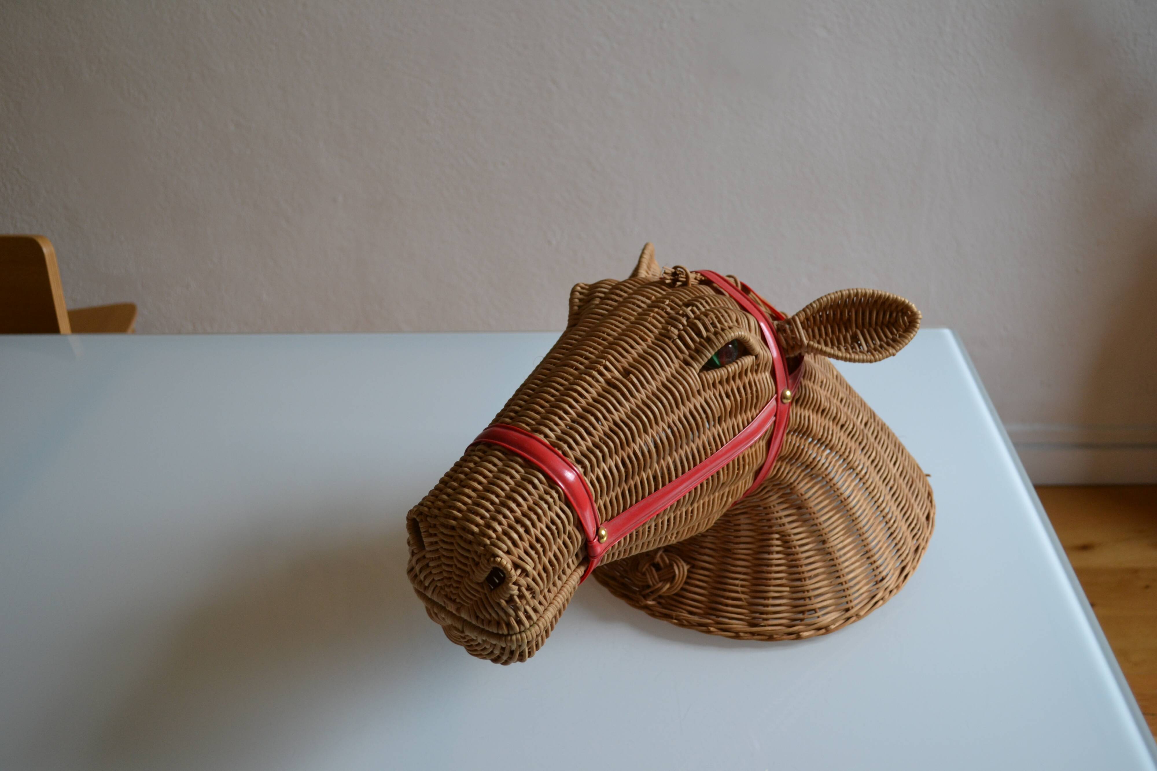 Rattan horse head 1960s 1970s