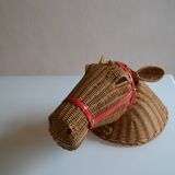 Rattan horse head 1960s 1970s