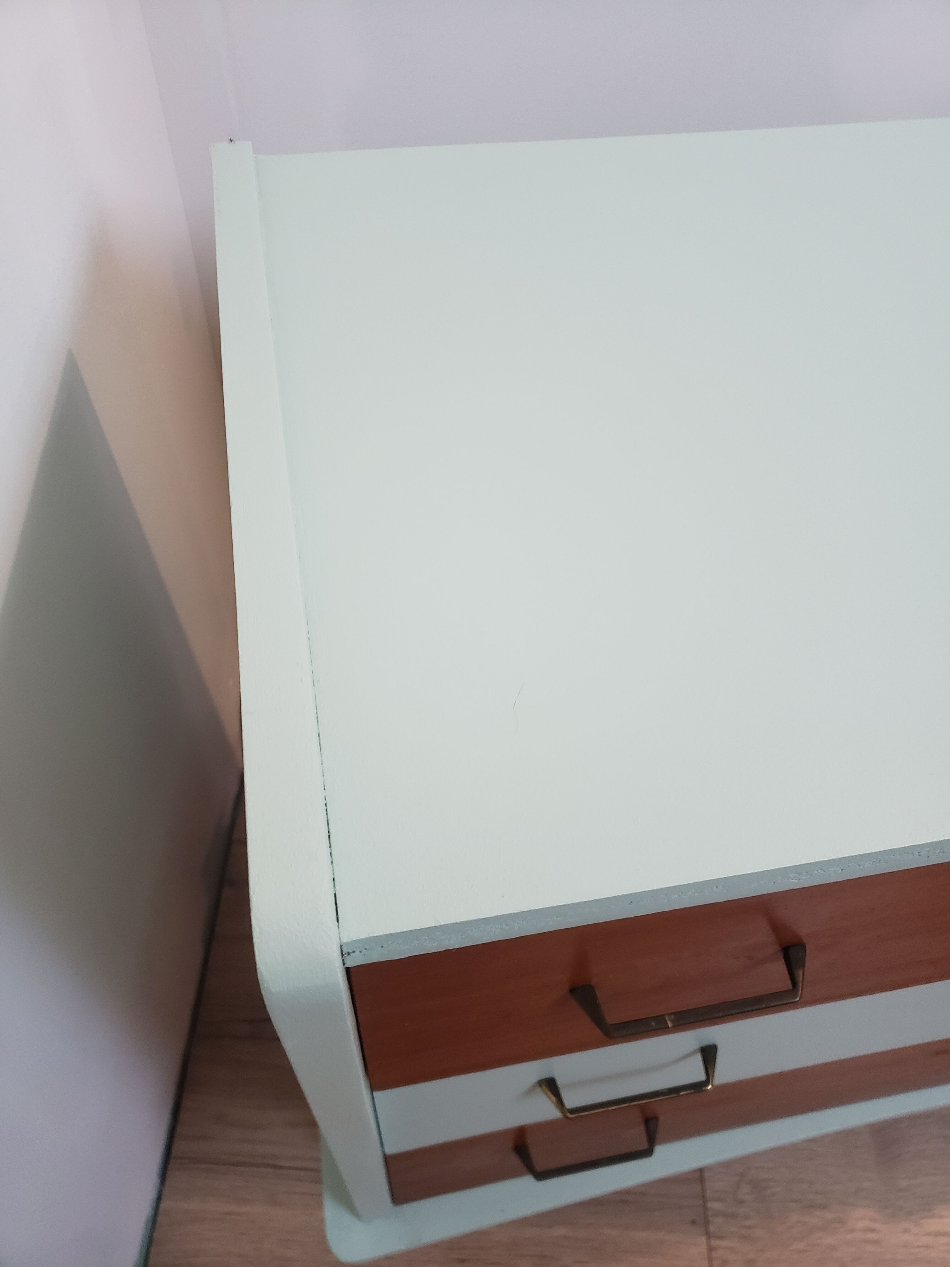 Vintage wood and blue chest of drawers