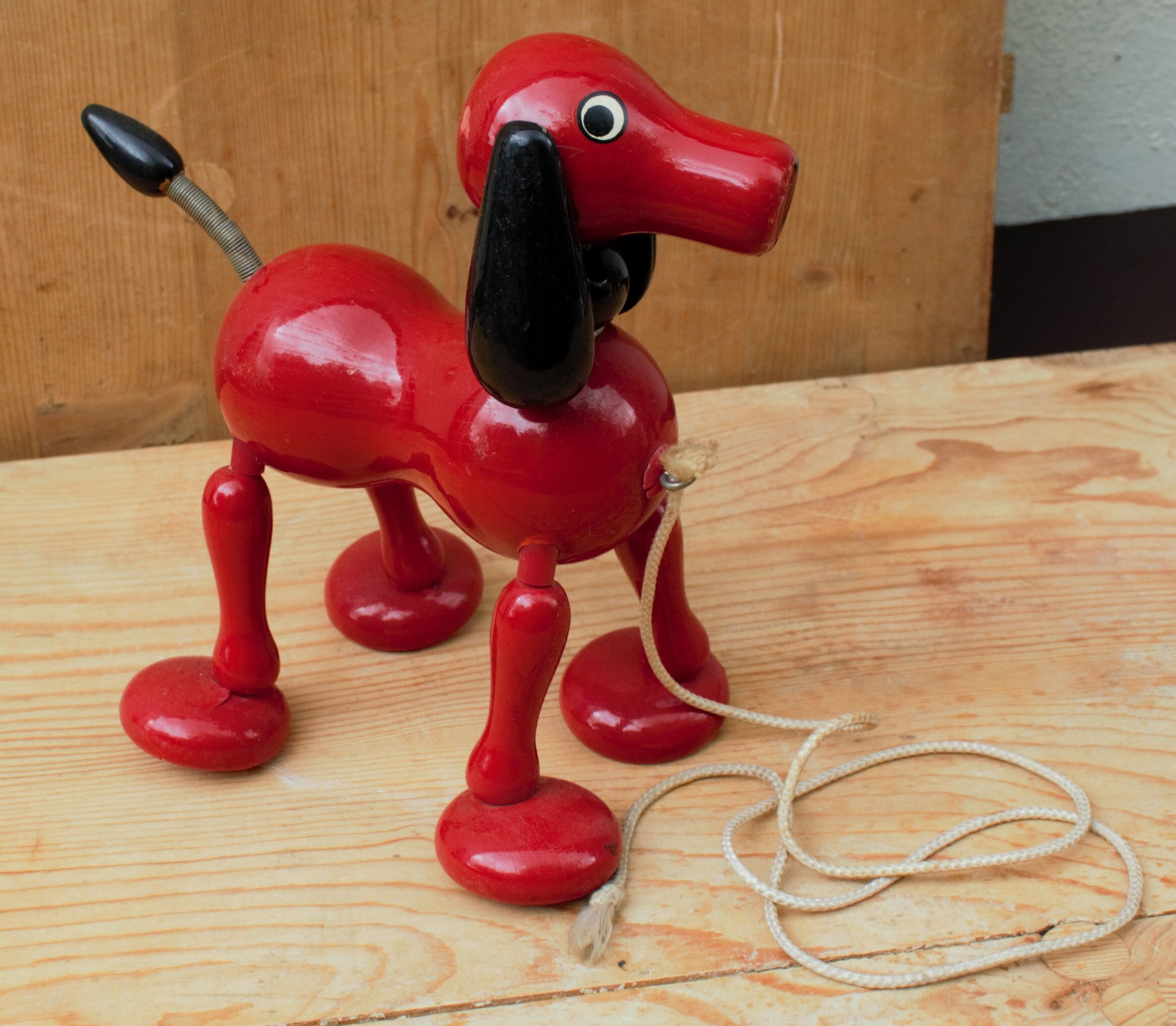 Old dog toy red wood retro