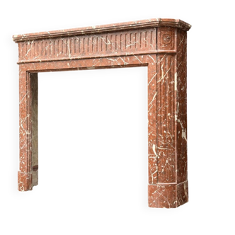 Louis XVI style half-moon fireplace in Rance marble or Royal Red, circa 1880.