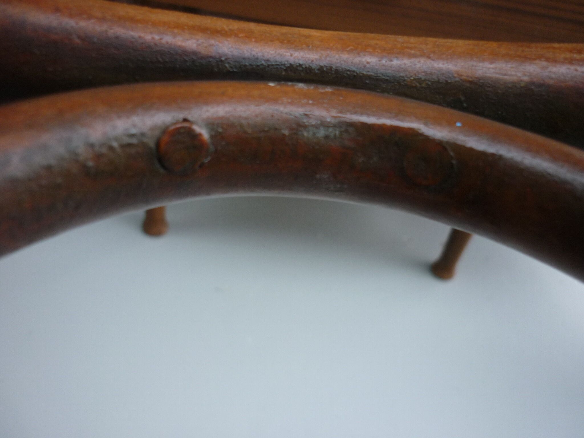 Pair of antique curved wood bistro chairs