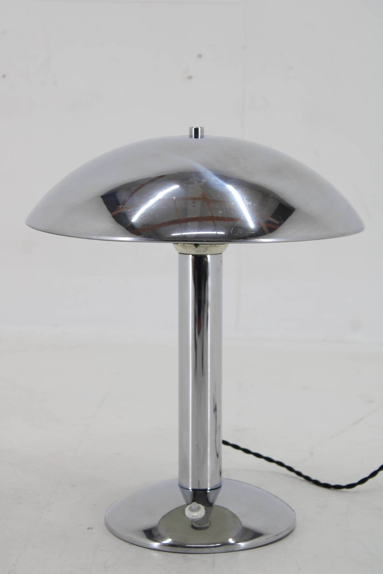 1930s Art Deco Chrome Plated Table Lamp , zechoslovakia