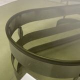 1970s coffee table in smoked glass and aluminum