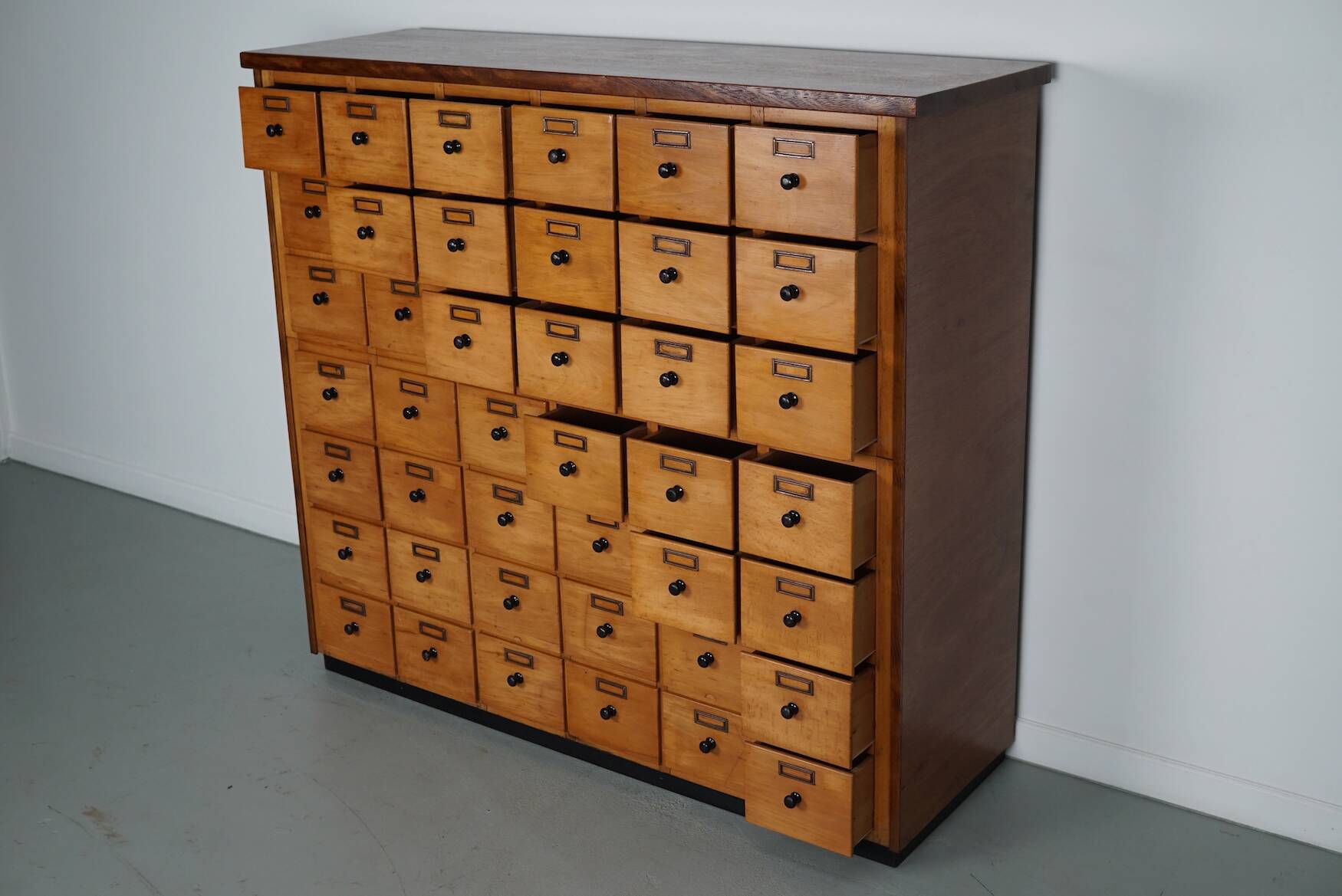 Dutch Beech Industrial Apothecary / Workshop Cabinet, circa 1950s