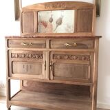Buffet / Desserte en bois massif vintage, style Art Déco