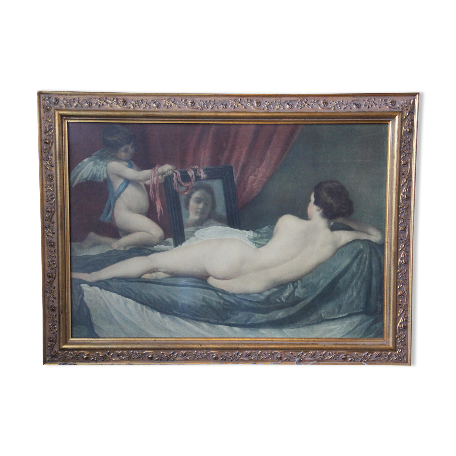 Golden wooden frame with glass 61x83