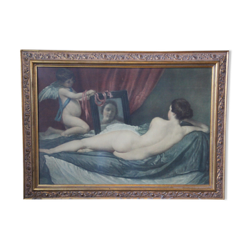 Golden wooden frame with glass 61x83