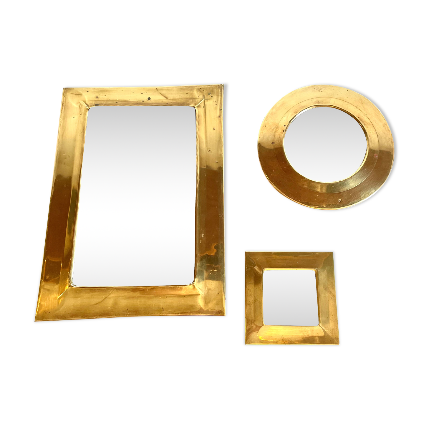 Trio de miroirs en laiton vintage