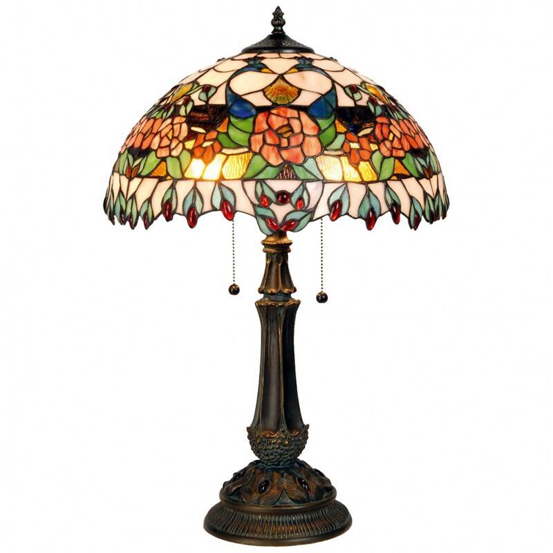 Round Tiffany table lamp Roses