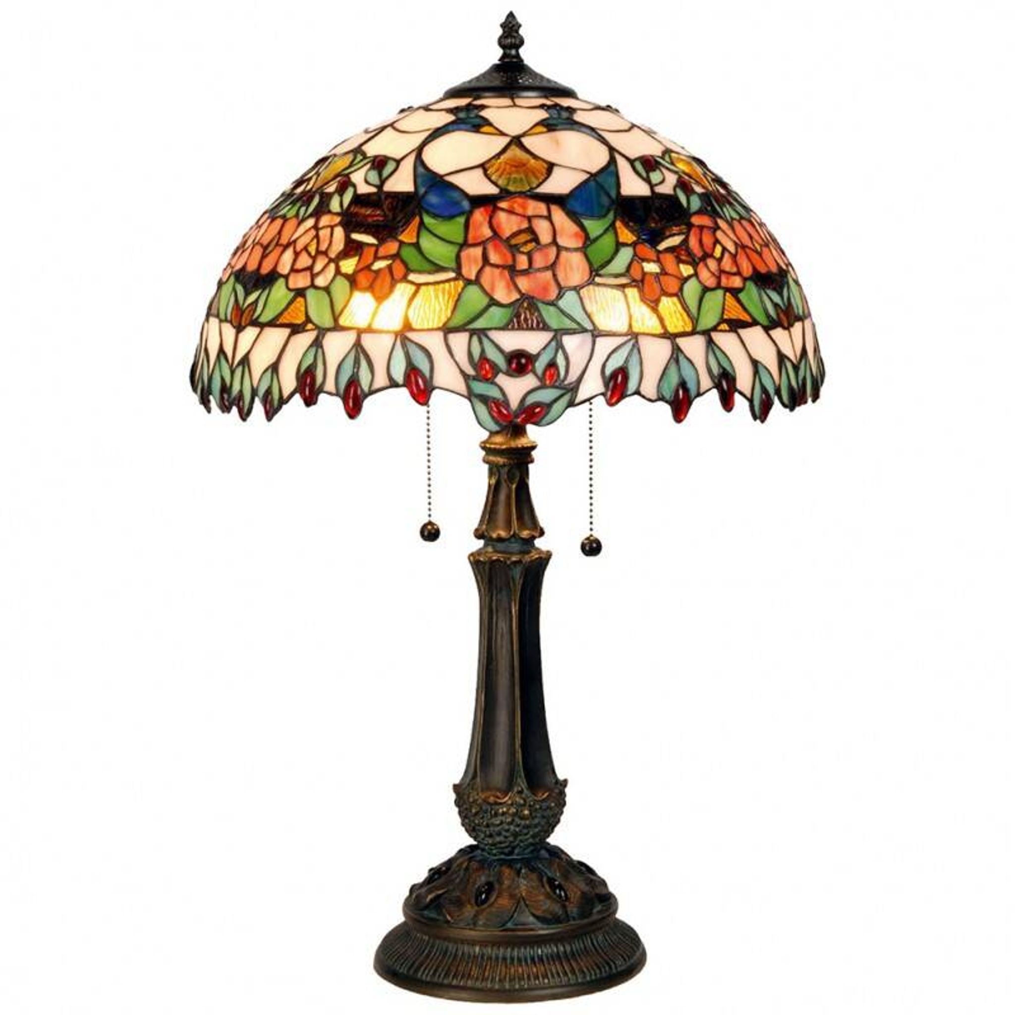 Lampe de table ronde Tiffany Roses