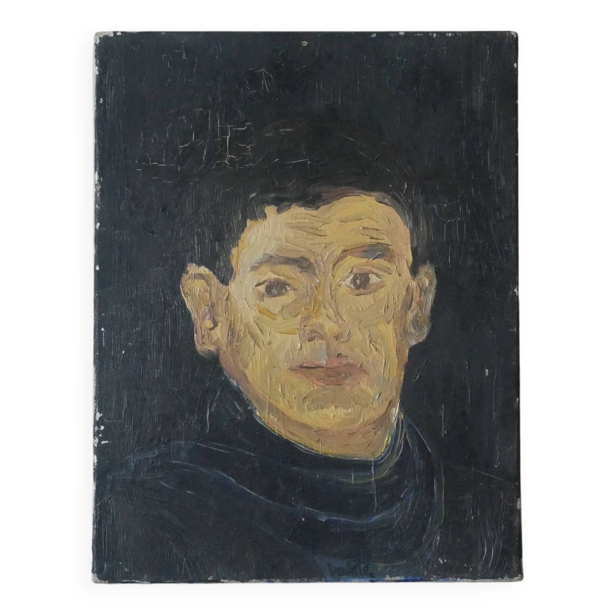 Vintage acrylic portrait on canvas contemporary country decoration