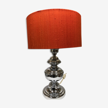 Chrome lamp and red abajour