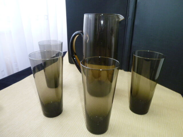 Vintage smoked glass orangeade service