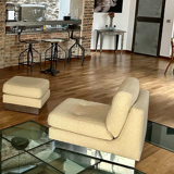 Vintage armchair and ottoman "California" Jacques Charpentier, "Flat" edition, France 1970