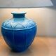 Louis Drimmer French ceramic lamp – blue glazed base, 1980s, France