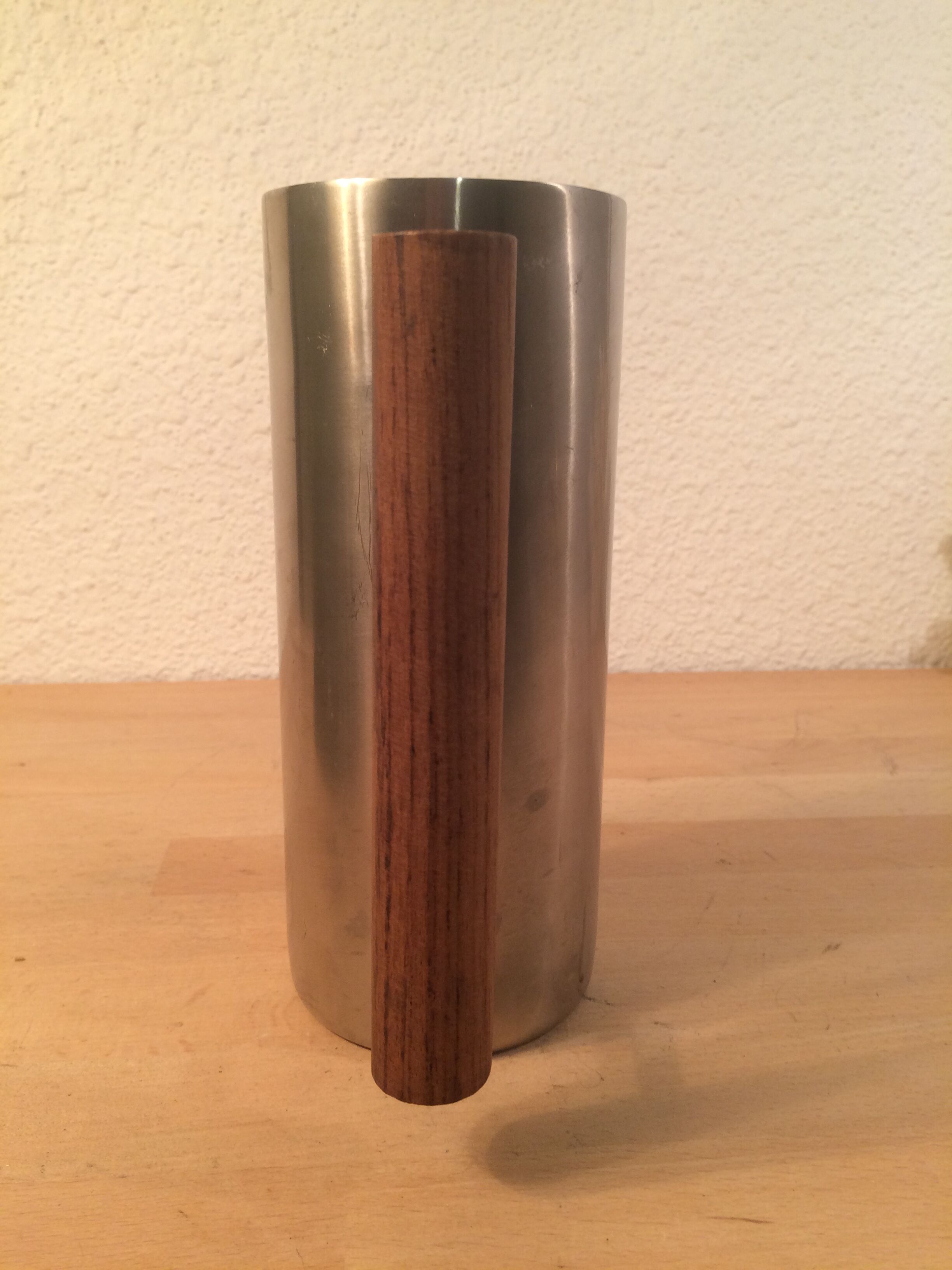 Scandinavian pitcher by Guy Degrenne stainless steel and wood